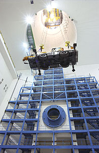 Descent of a crane in the ATLAS cavern