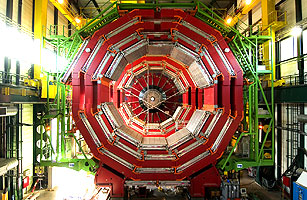 Front view of the yokes mounting in the CMS experiment hall