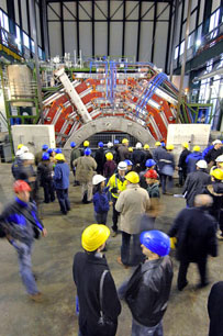 The central section of the CMS detector during its dramatic 10 hour descent underground.